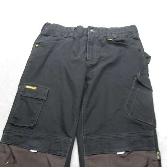 CAT Work Pants Mens 36x31 Black Carpenter Cordura Double Knee Pad Holder Roofing - Picture 5 of 16